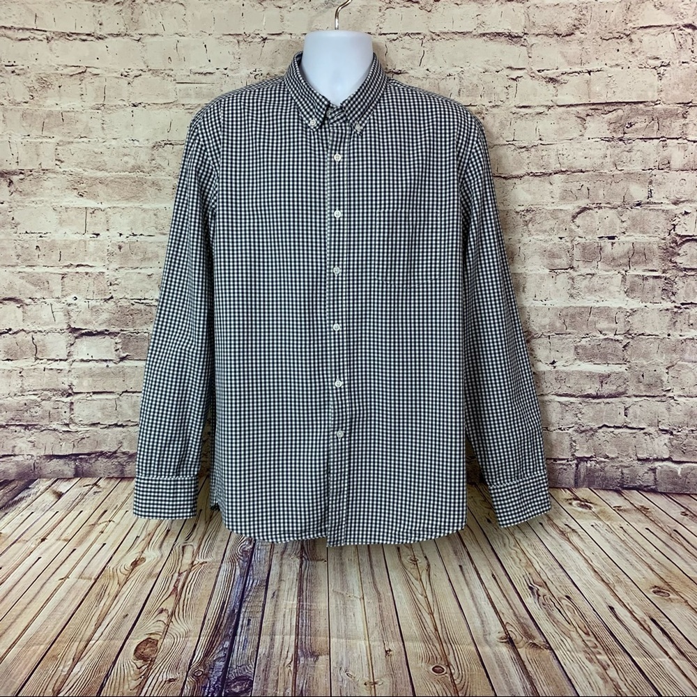 J. Crew Blue Check Button Front Long Sleeve Shirt